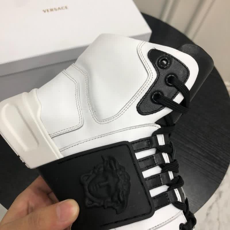 Versace New Casual Shoes Cowhide Black And White  Men 6