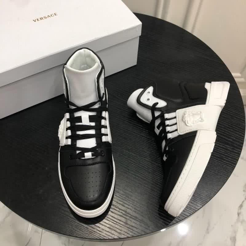 Versace New Casual Shoes Cowhide Black And White  Men 1