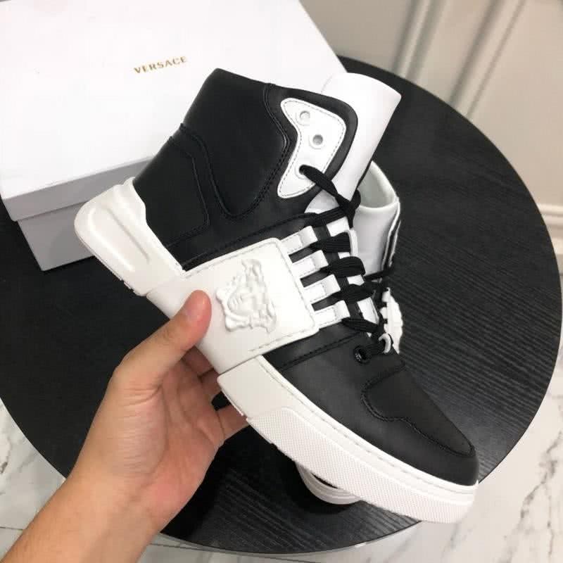 Versace New Casual Shoes Cowhide Black And White  Men 4