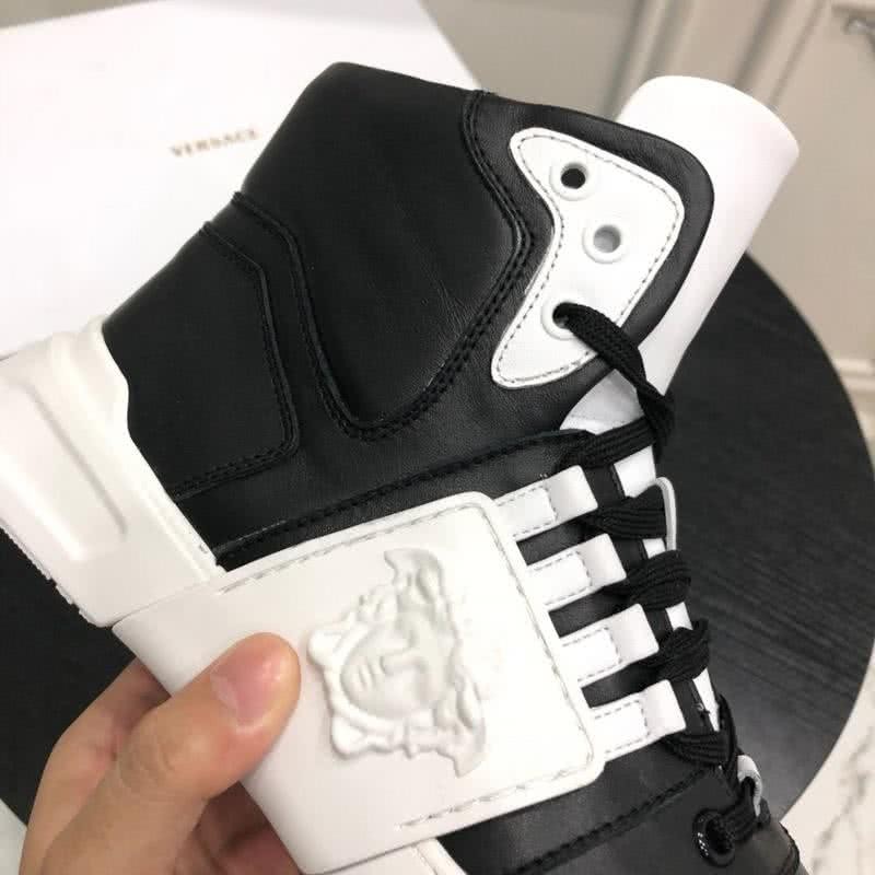 Versace New Casual Shoes Cowhide Black And White  Men 6