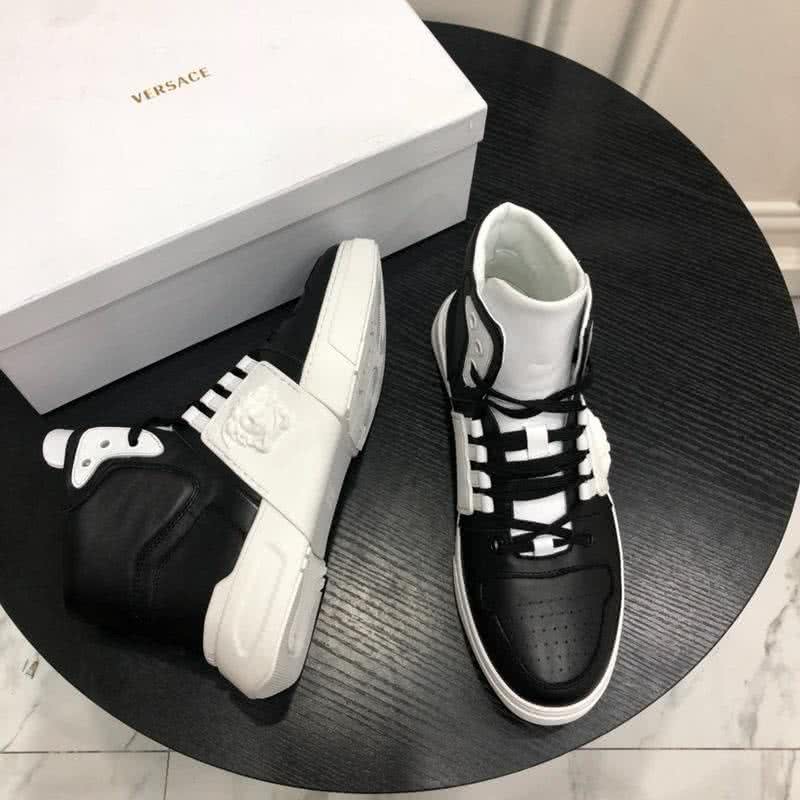 Versace New Casual Shoes Cowhide Black And White  Men 9