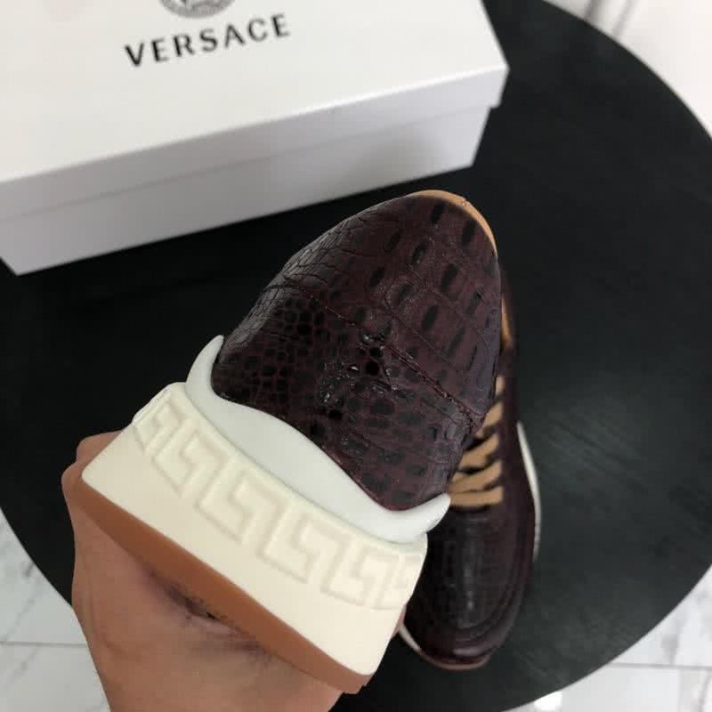 Versace New Sneakers Crocodile Pattern Cowhide Coffee Men 5