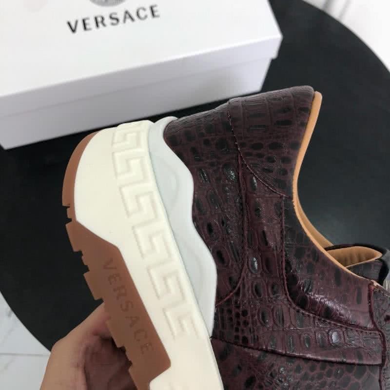 Versace New Sneakers Crocodile Pattern Cowhide Coffee Men 6