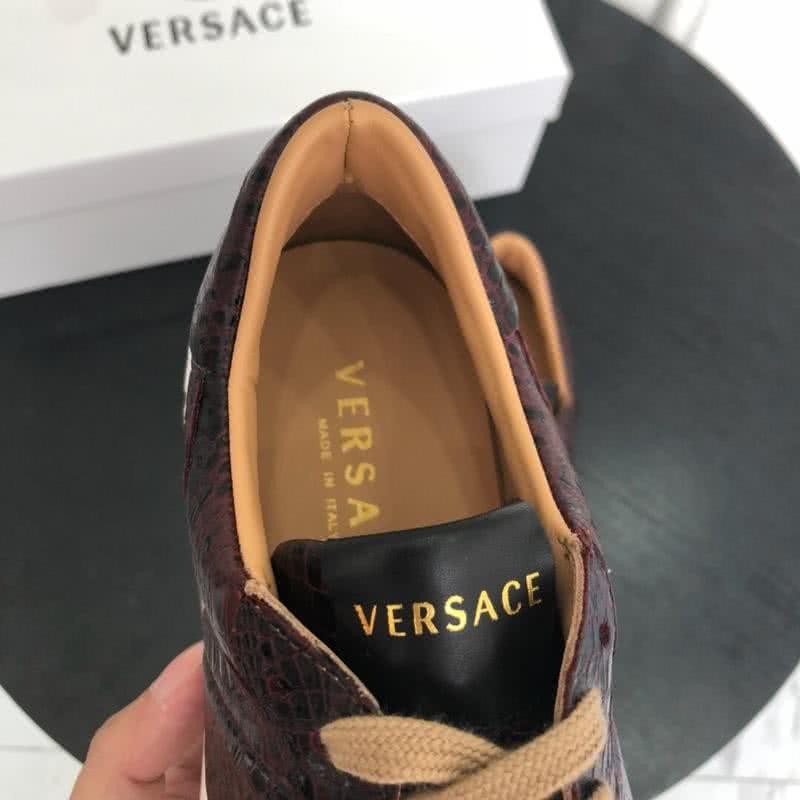 Versace New Sneakers Crocodile Pattern Cowhide Coffee Men 7