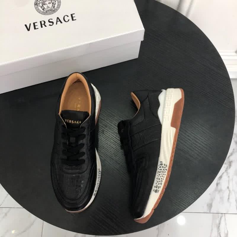 Versace Fashion Sneakers Crocodile Pattern Cowhide Black Men 1