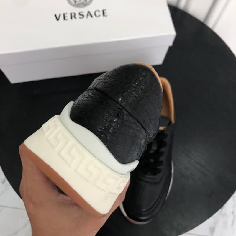 Versace Fashion Sneakers Crocodile Pattern Cowhide Black Men 5