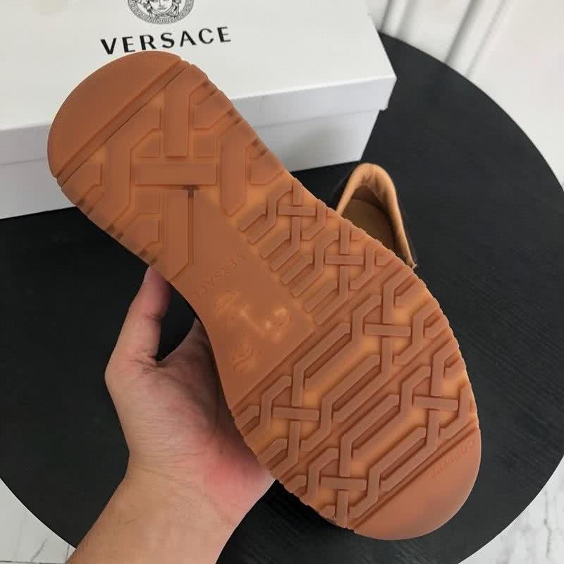 Versace Fashion Sneakers Crocodile Pattern Cowhide Coffee Men 8