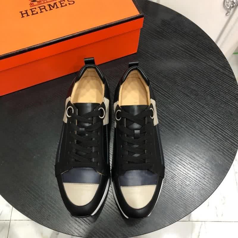 Hermes Fashion Comfortable Sports Shoes Cowhide White And Black Men 2