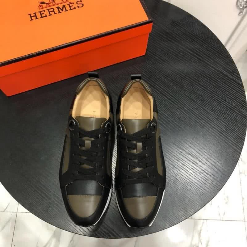 Hermes Fashion Comfortable Sports Shoes Cowhide White And Black Men 7