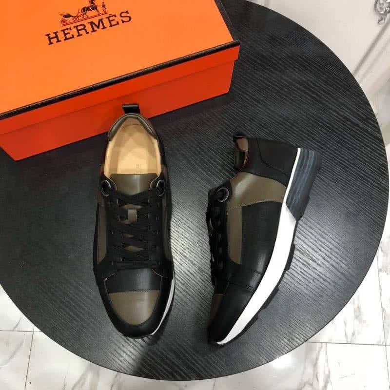 Hermes Fashion Comfortable Sports Shoes Cowhide White And Black Men 8
