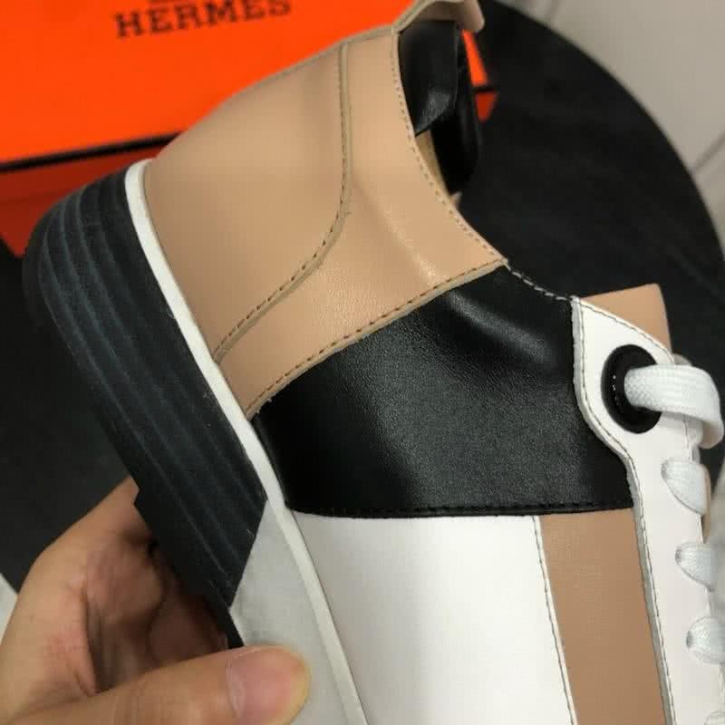 Hermes Fashion Comfortable Sports Shoes Cowhide White And Brown Men 5