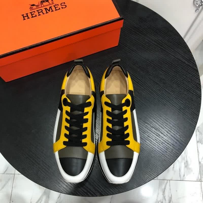 Hermes Fashion Comfortable Sports Shoes Cowhide Yellow And Black Men 2