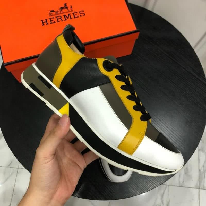 Hermes Fashion Comfortable Sports Shoes Cowhide Yellow And Black Men 6