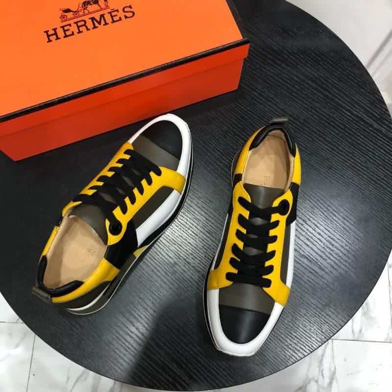 Hermes Fashion Comfortable Sports Shoes Cowhide Yellow And Black Men 8
