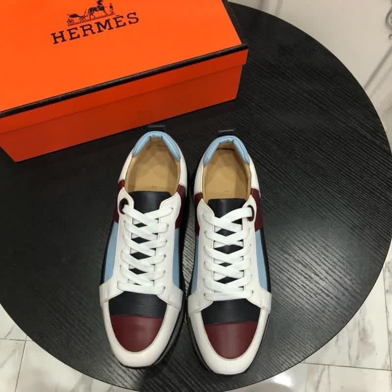 Hermes Fashion Comfortable Sports Shoes Cowhide Red And White Men 2