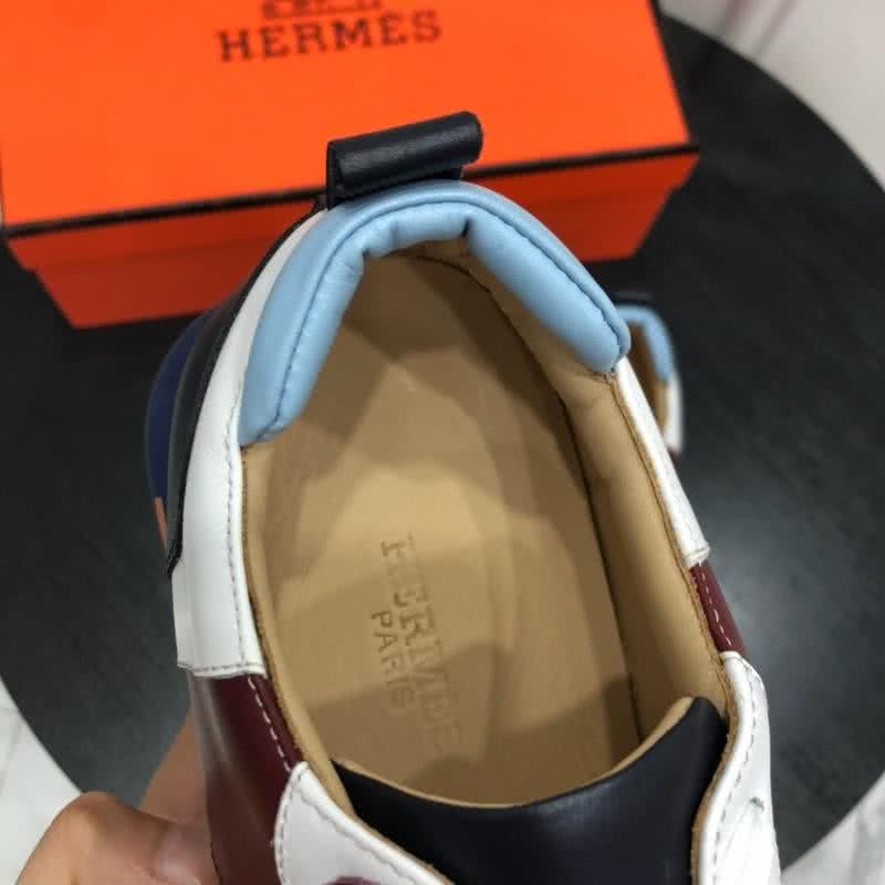 Hermes Fashion Comfortable Sports Shoes Cowhide Red And White Men 7
