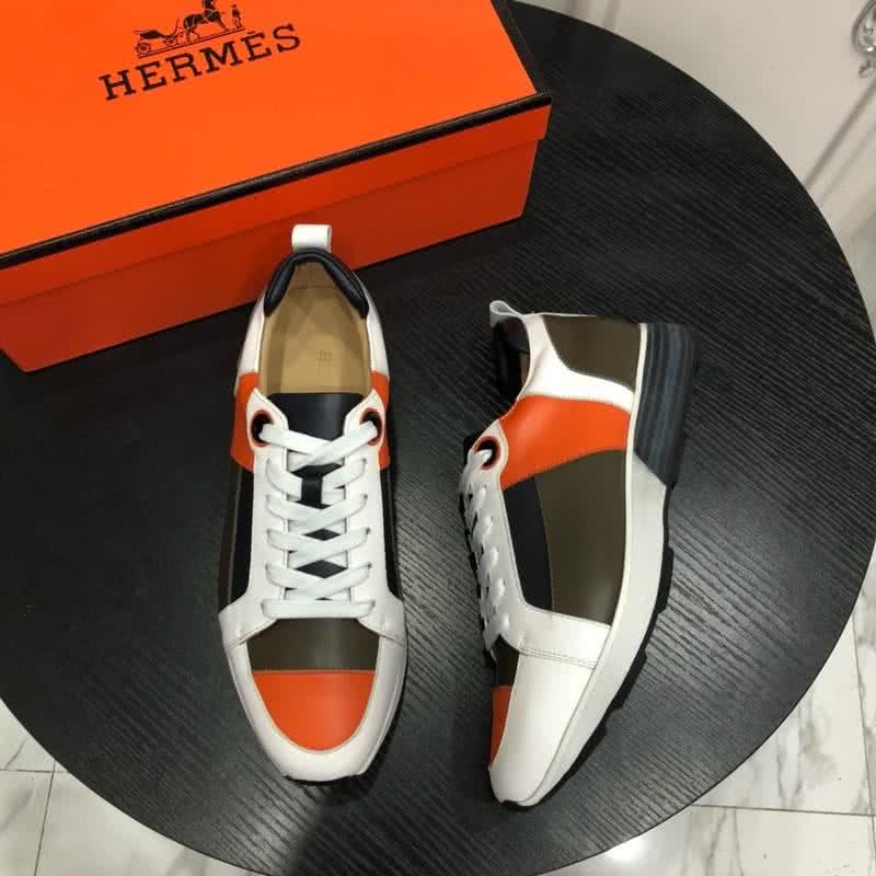 Hermes Fashion Comfortable Sports Shoes Cowhide Red Black And White Men 1