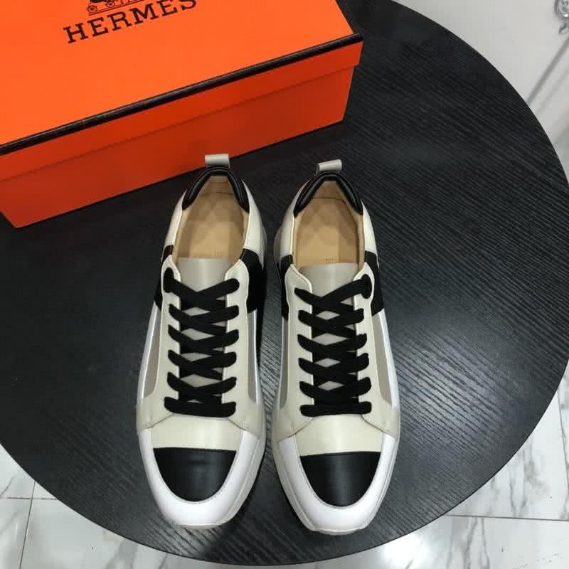 Hermes Fashion Comfortable Sports Shoes Cowhide Black And White Men 2