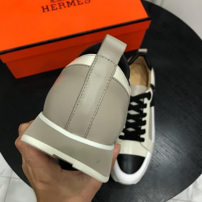 Hermes Fashion Comfortable Sports Shoes Cowhide Black And White Men 5