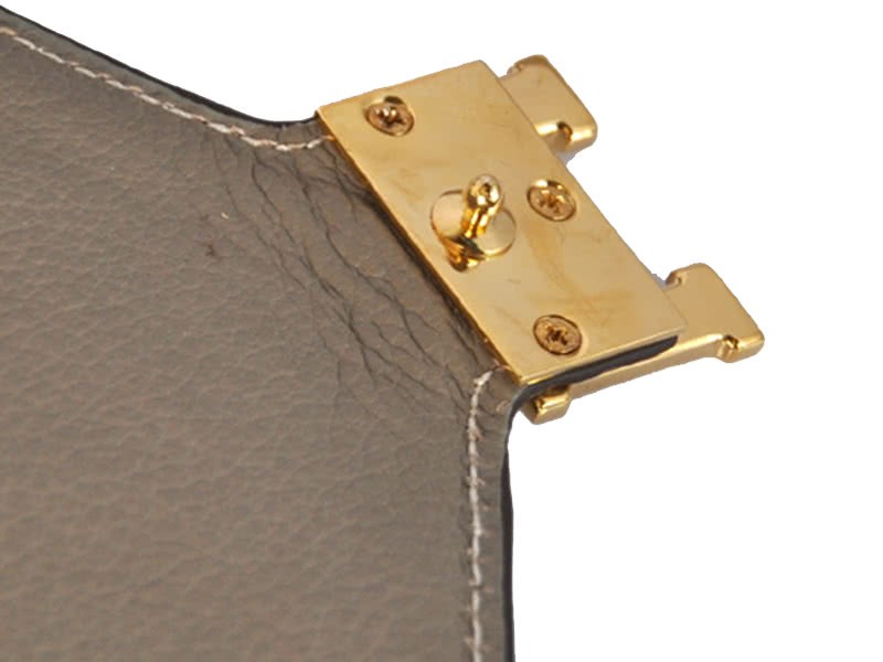 Hermes Pilot Envelope Clutch Grey With Gold Hardware 8