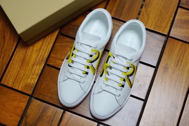 Burberry Fashion Comfortable Sneakers Cowhide Yellow And White Women/Men 1