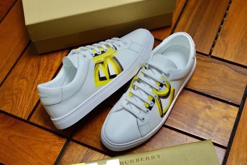 Burberry Fashion Comfortable Sneakers Cowhide Yellow And White Women/Men 5