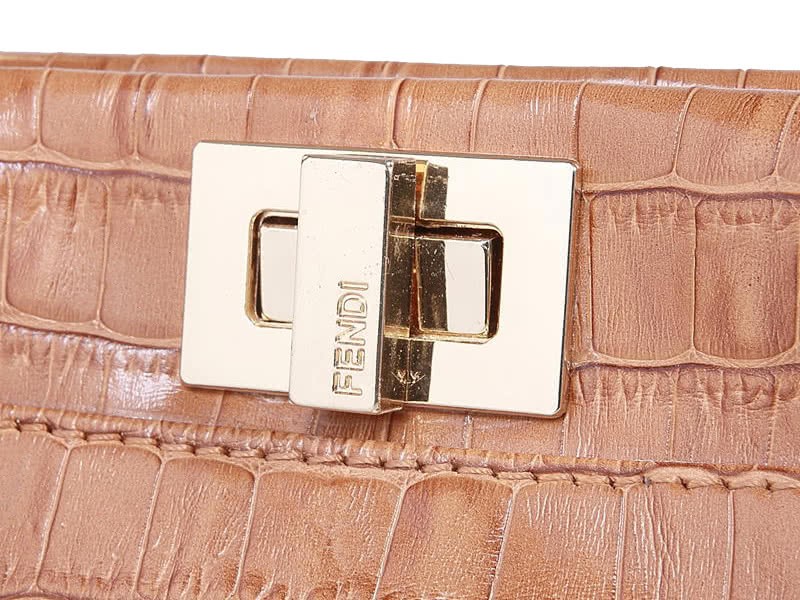 Fendi Iconic Mini Peekaboo Bag In Croco Leather Beige 5