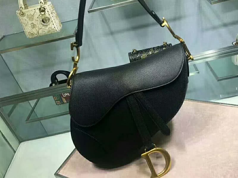 Dior Saddle Calfskin Bag Gold Hardware Black m0446l 1