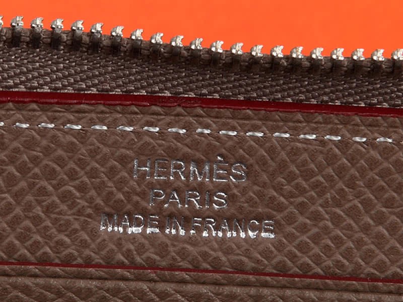 Hermes Zipper Wallet Original Epsom Calfskin Grey 5