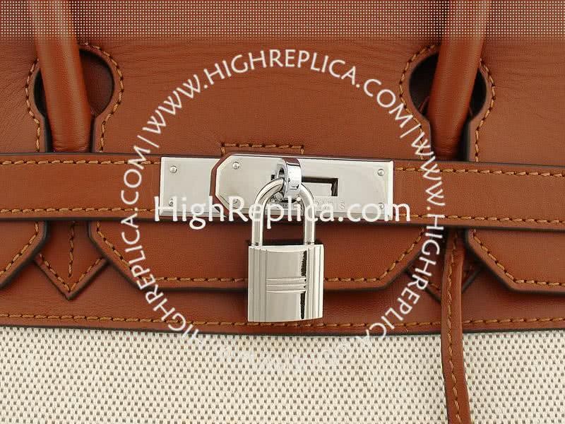 Hermes Birkin 35 Cm Toile And Togo Leather Brown 6