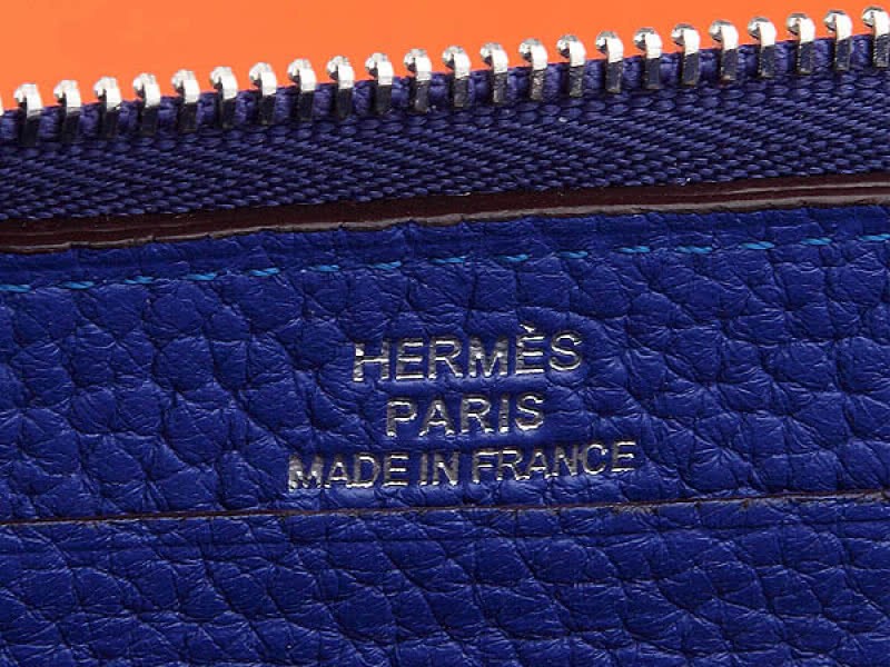 Hermes Zipper Wallet Original Leather Electric Blue 5