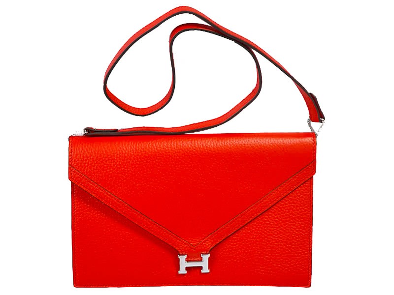 Hermes Pilot Envelope Clutch Red With Silver Hardware 4