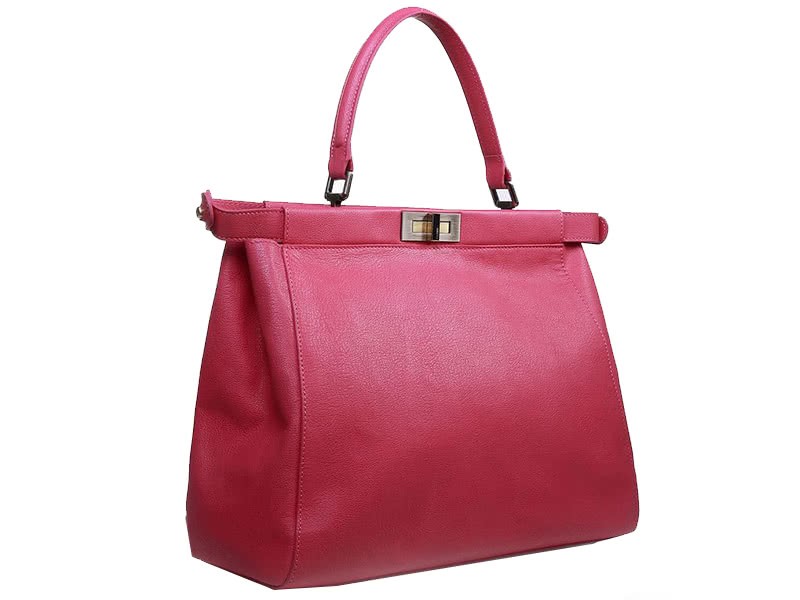 Fendi Peekaboo Calfskin Leather Bag Hot Pink 2
