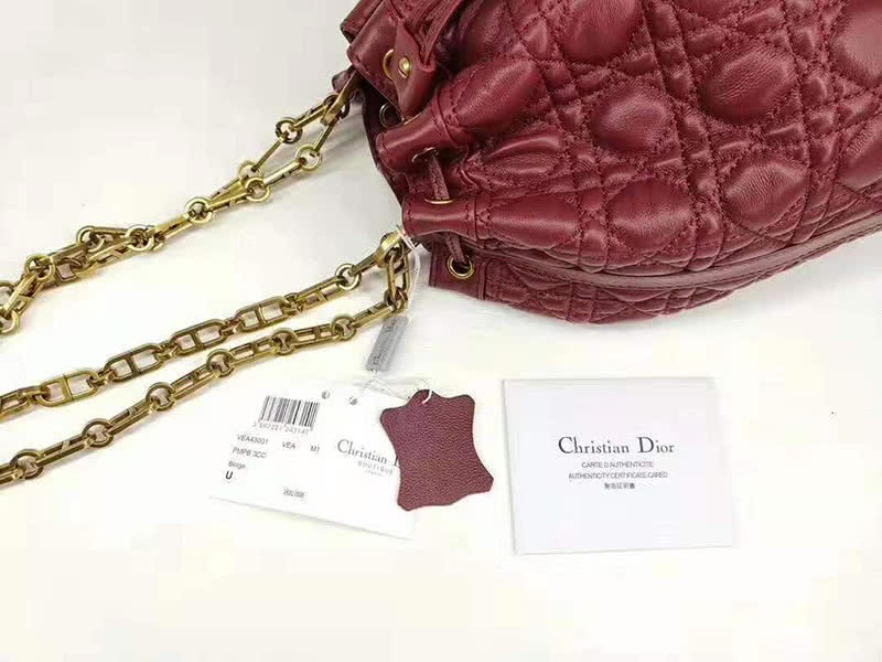 Dior Miss Dior Lambskin Bucket Bag Burgundy 6