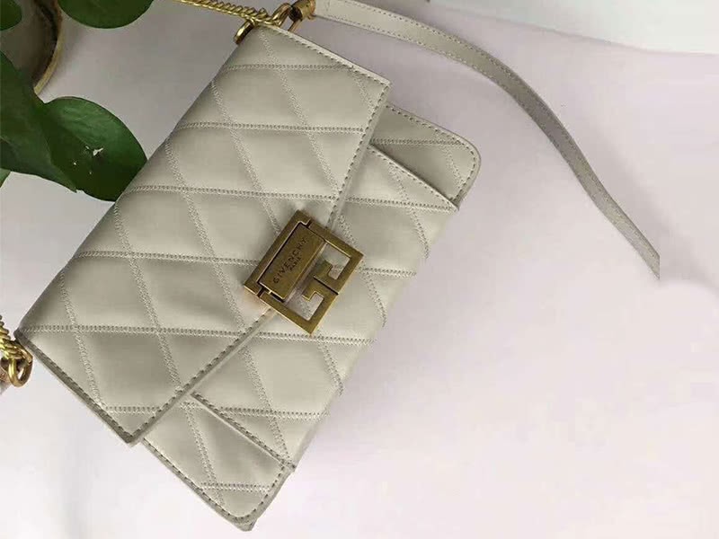 Givenchy gv3 Calfskin Quilted Leather Flap Bag Grey 2