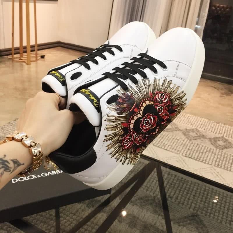 Dolce & Gabbana Sneakers Flowers White Black Men 3