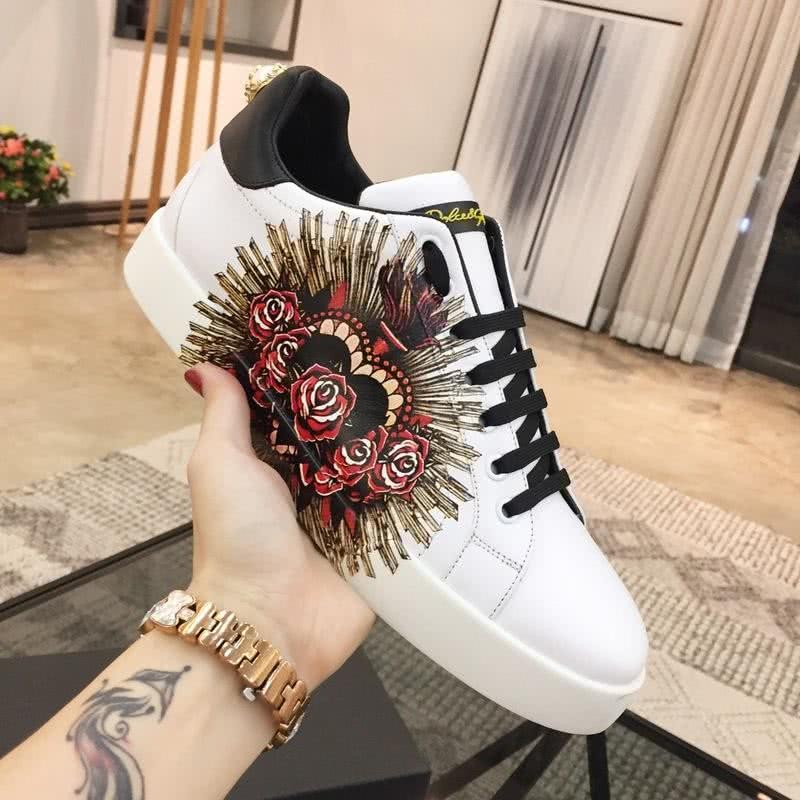 Dolce & Gabbana Sneakers Flowers White Black Men 5