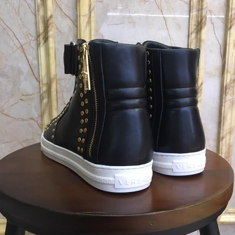 Versace New Casual Shoes Cowhide Cool Gold Rivet Black  Men 4