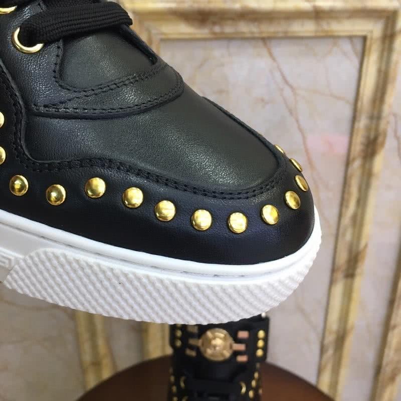Versace New Casual Shoes Cowhide Cool Gold Rivet Black  Men 6