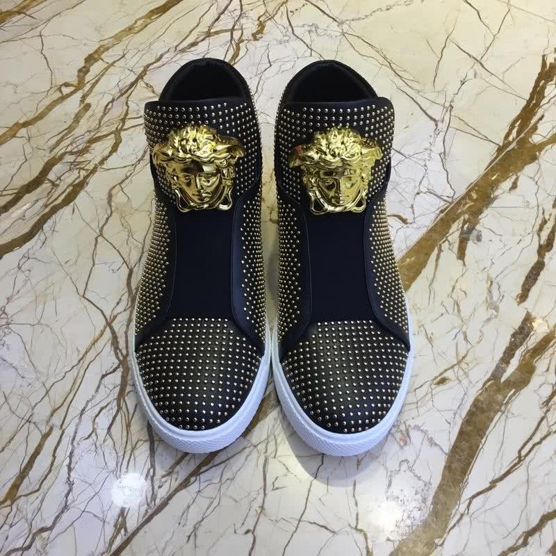 Versace Fashion Casual Shoes Gold Rivet Black Men 2