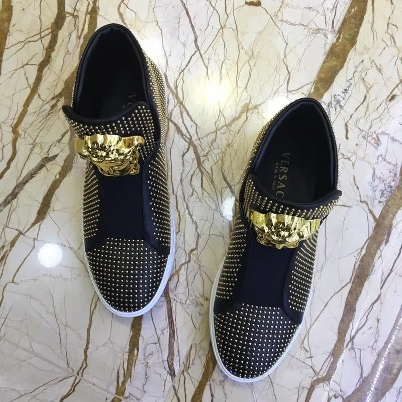 Versace Fashion Casual Shoes Gold Rivet Black Men 5