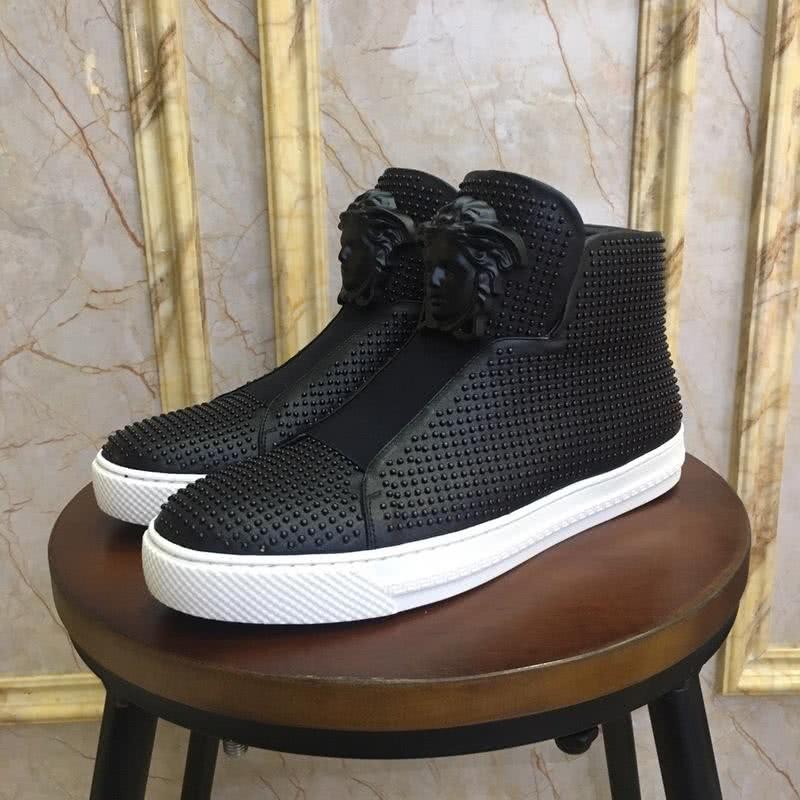 Versace Fashion Casual Shoes Black Rivet Black Men 3