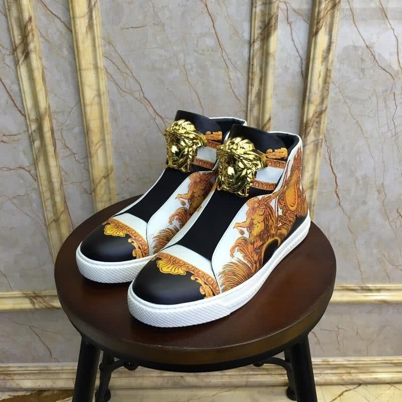 Versace New Casual Shoes Cowhide Pattern Black Yellow And White  Men 2