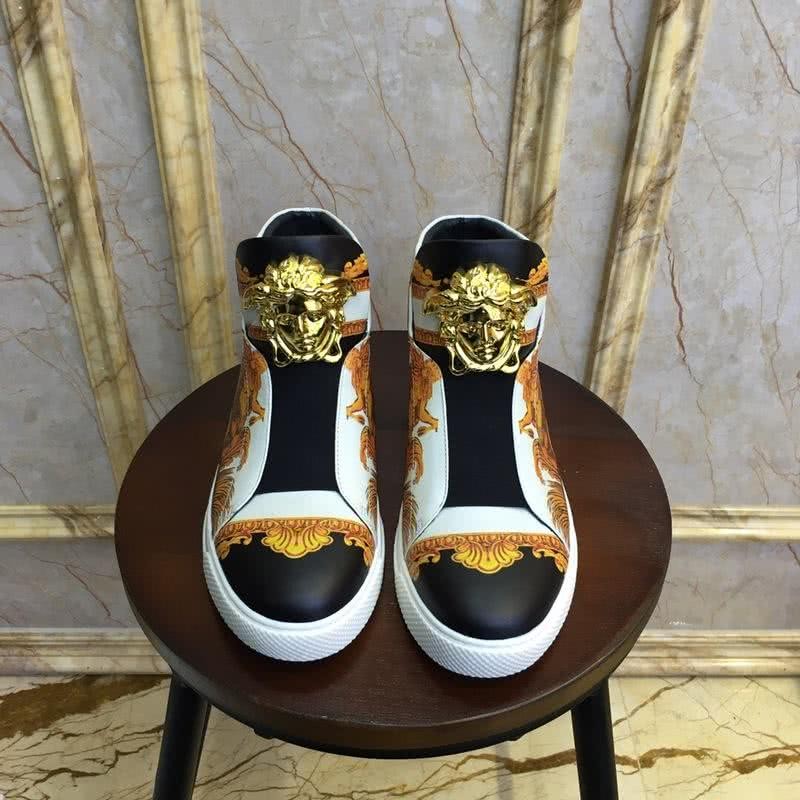 Versace New Casual Shoes Cowhide Pattern Black Yellow And White  Men 6