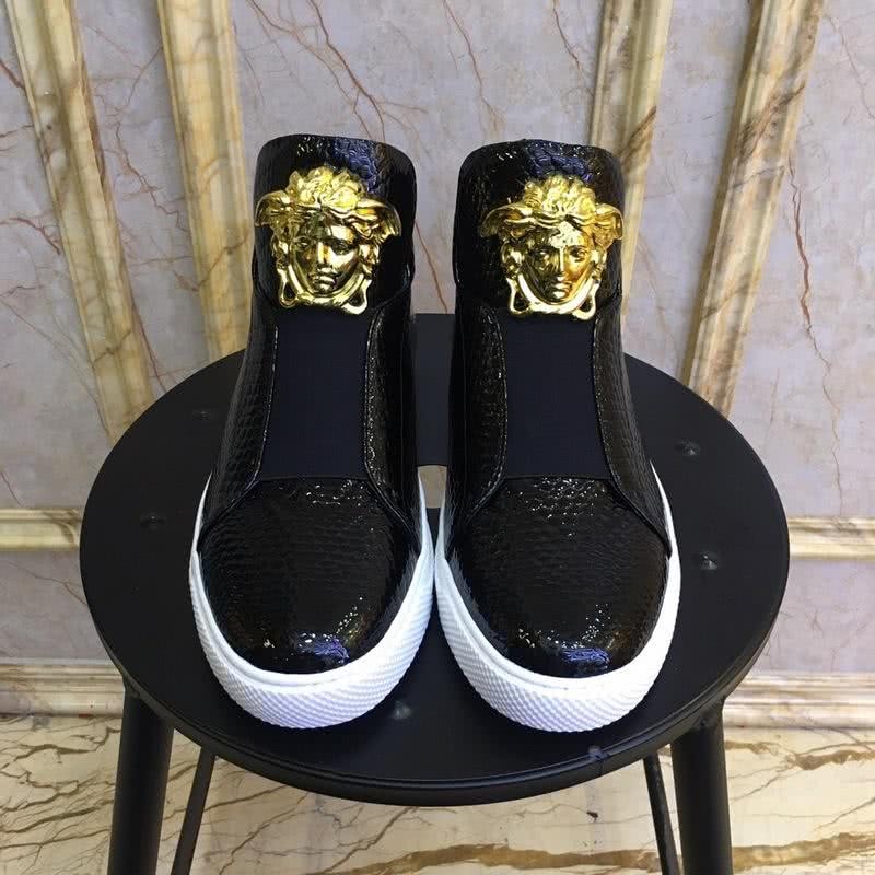 Versace New Crocodile Pattern Cowhide Casual Shoes Black Men 2