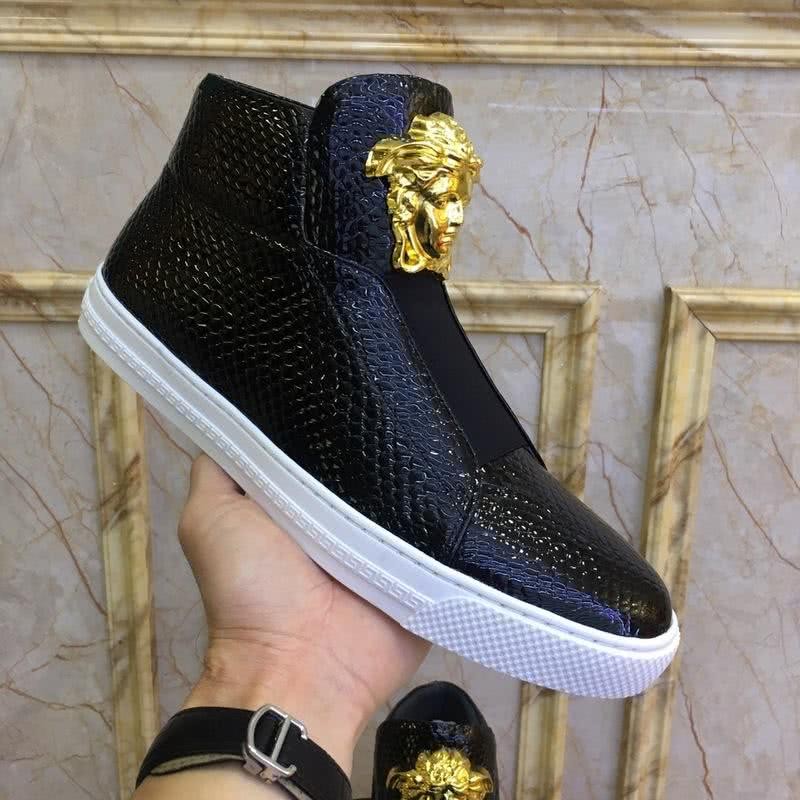 Versace New Crocodile Pattern Cowhide Casual Shoes Black Men 5