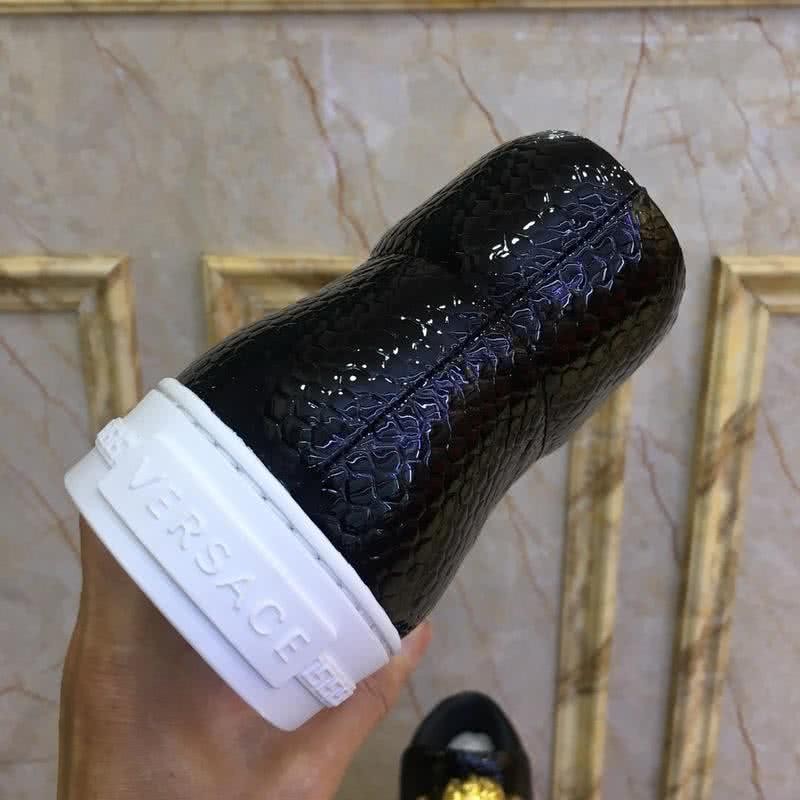 Versace New Crocodile Pattern Cowhide Casual Shoes Black Men 7