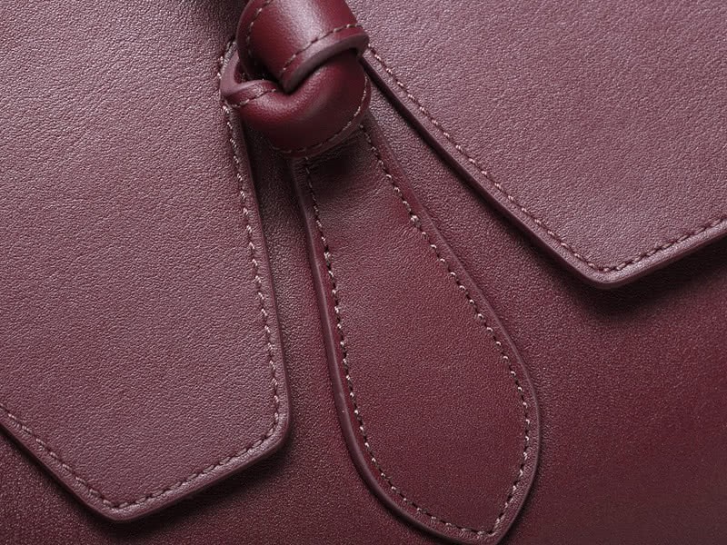 Celine Tie Nano Top Handle Bag Leather Burgundy 8