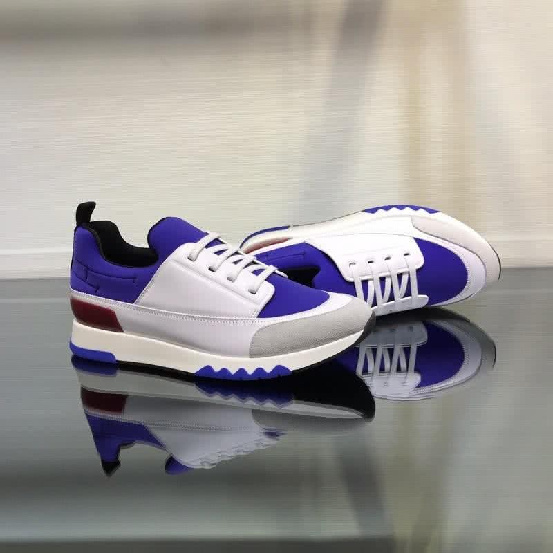 Hermes Fashion Comfortable Sports Shoes Cowhide White Blue Men 4