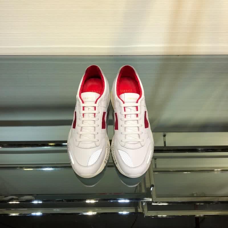 Versace Top Quality Sneakers Cowy Lining  White And Red Men 2